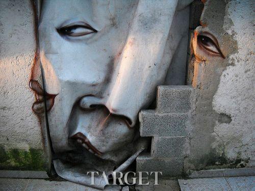 街景创意——街头墙角出现的“脸”