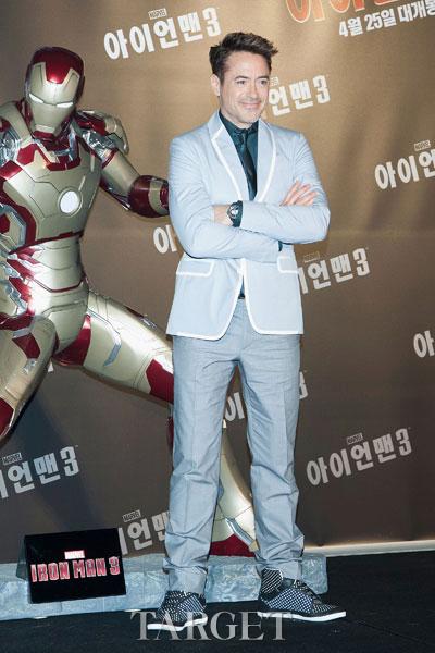 小罗伯特•唐尼佩戴积家腕表亮相《钢铁侠3》韩国首映式