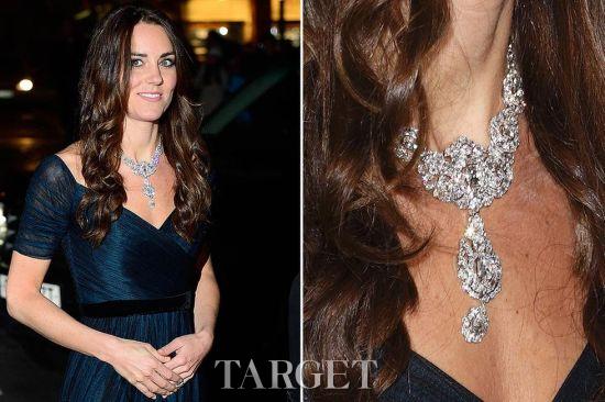 英国凯特王妃带天价钻石项链出席慈善晚会