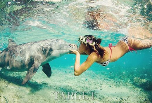 水上梦幻休闲  茉莉亚岛与海豚亲吻