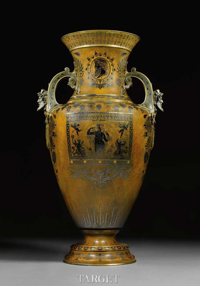 Galerie Chadelaud：Anacréon花瓶灵感来自于Emilie Reiber的原创绘画作品专门为1873年维也纳世博会定制。